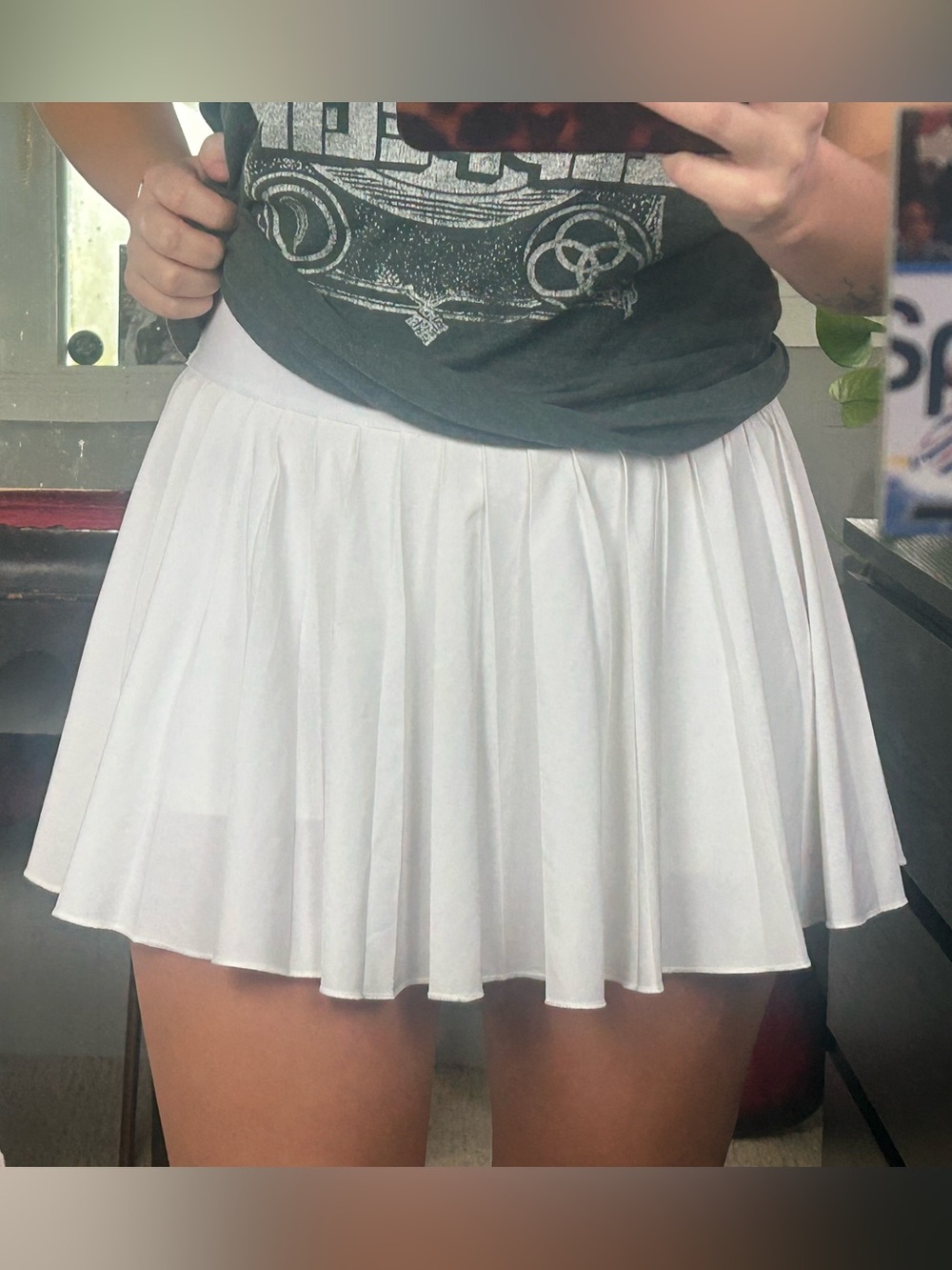 TNA White Pleated Athletic Skort